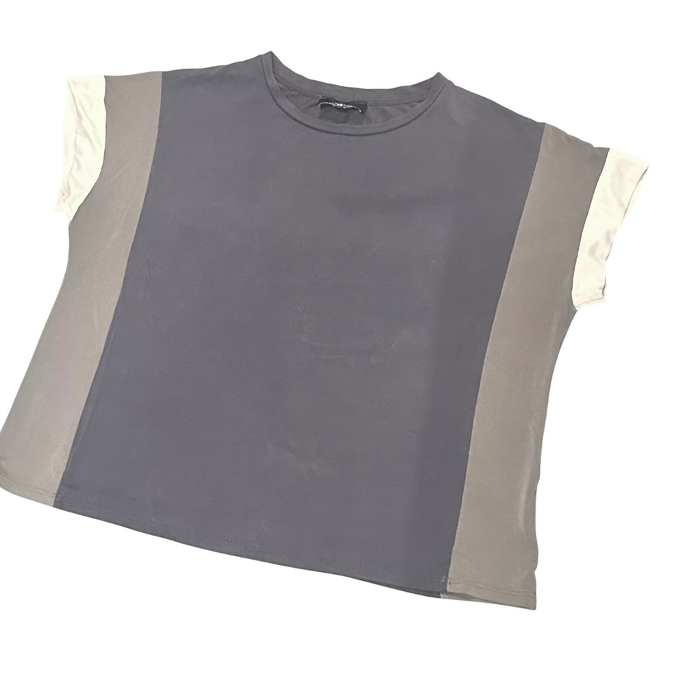 Anthropologie COA Colorblock Modal Blend Top Grey Taupe XS Made in USA